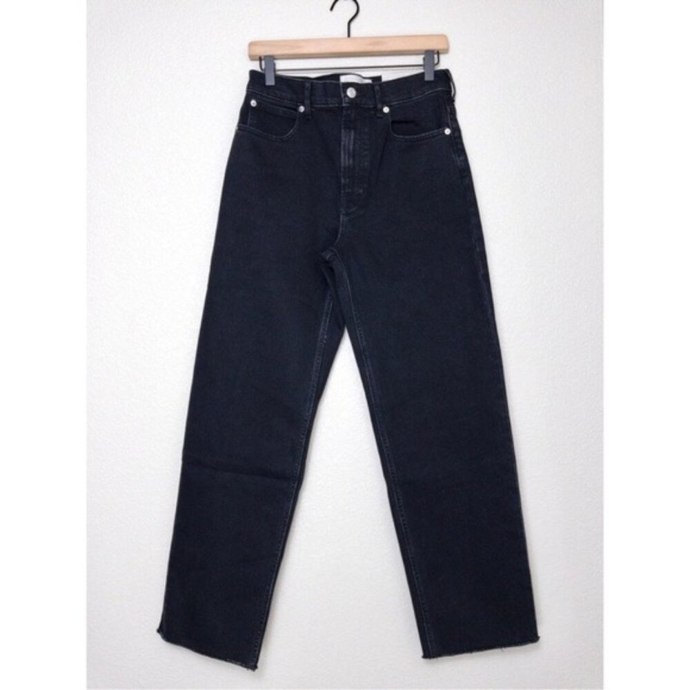 NWT Everlane The Way High Waisted Jean 29 Long Black Raw Hem Straight Wide Leg - Picture 4 of 10